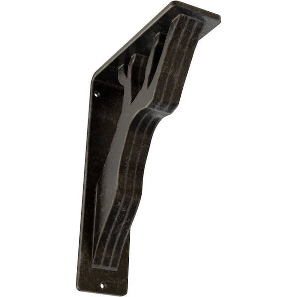 Ekena Millwork Damon Wrought Iron Bracket, (Triple center brace), Antiqued Warm Silver 2"W x 5 1/2"D x 8"H BKTM02X05X08TDAAWS - main